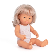 miniland Baby Doll Caucasian Blonde  Girl with Down's Syndrome
